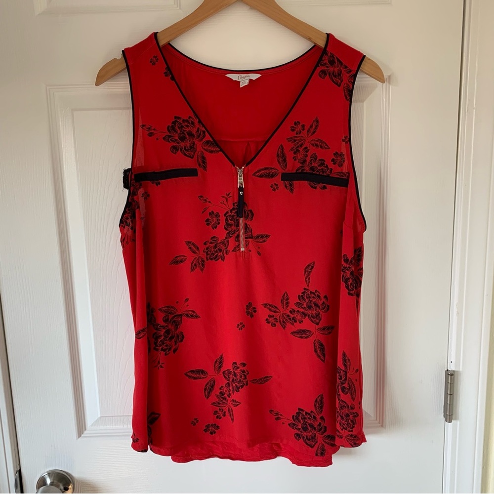 Candie’s (Size XXL) Red Floral Print Tank Top